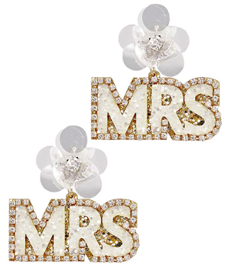 Glitter "MRS" Earrings