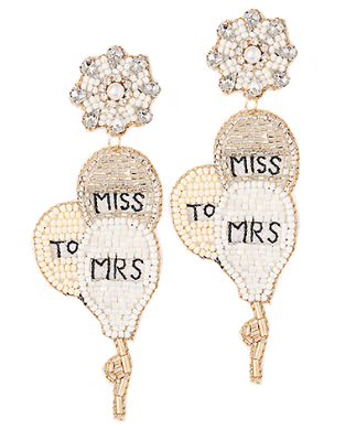 Beaded "Miss to Mrs" Balloon Earrings