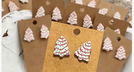 Christmas Tree Cake Stud Earrings