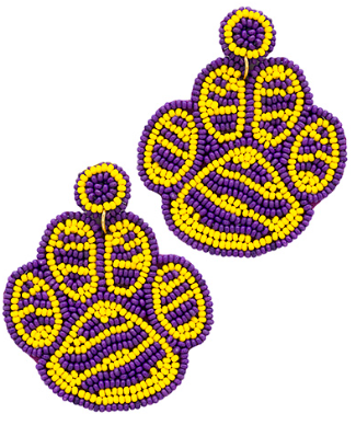 GS - Striped Tiger Paw Beaded Earrings