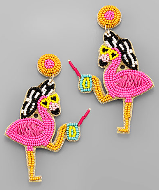 GS - Partying Flamingo Beaded Earrings