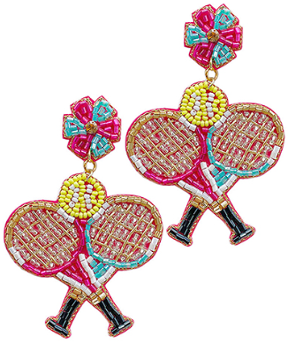 GS - Pink & Blue Tennis Beaded Earrings