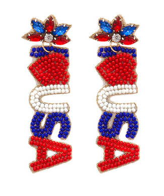 GS - USA Beaded Drop Earrings
