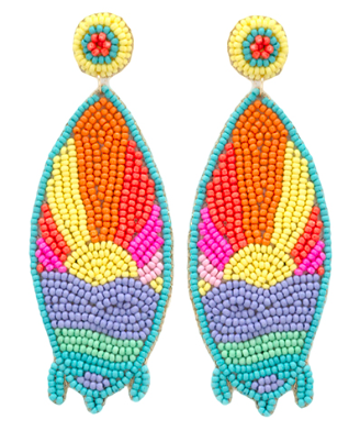 GS - Sunset Surfboard Beaded Earrings