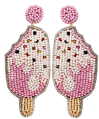 GS - Pink Beaded Popsicle Earrings