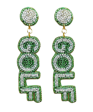 GS - Green Golf Beaded Earrings