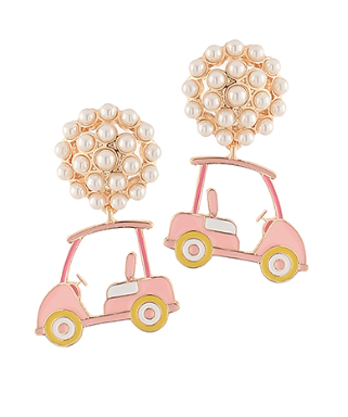 GS - Pink Golf Cart Earrings