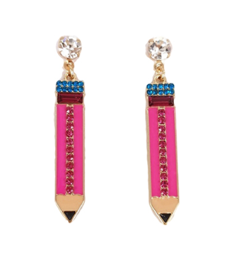 GS - Pink Rhinestone Pencil Earrings