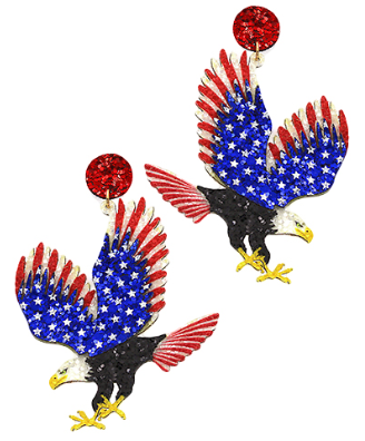 GS - Glitter American Flag Eagle Earrings
