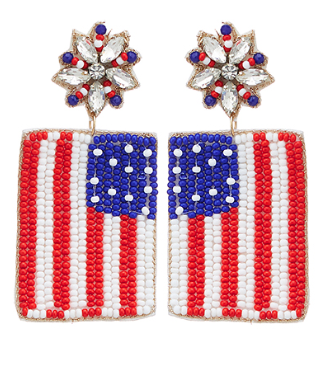 GS - American Flag Beaded Earrings
