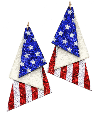 GS - 4th of July TriFold Glitter Earrings