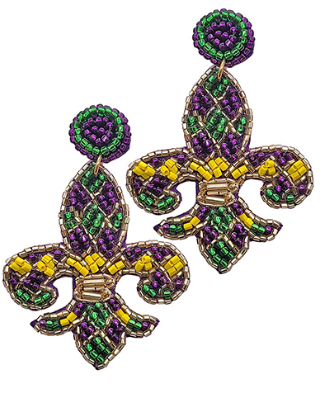 GS - Fleur de Lis Beaded Earrings