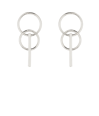 GS - Silver Hoop and Bar Earrings