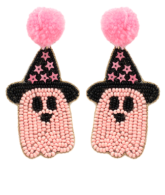GS - Pink Ghosts Beaded Earrings