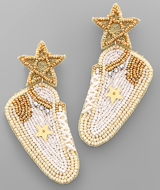 GS - Beaded Gold Golden Goose Earrings