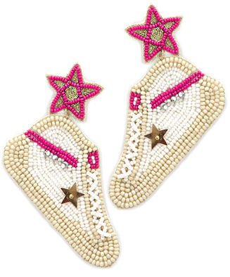 GS - Beaded Pink Golden Goose Earrings