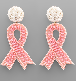 GS - Breast Cancer Ribbon Beaded Earrings