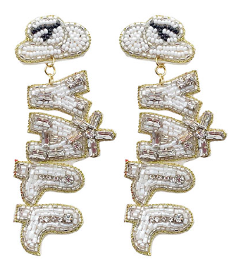 GS - White "Yall" Beaded Earrings