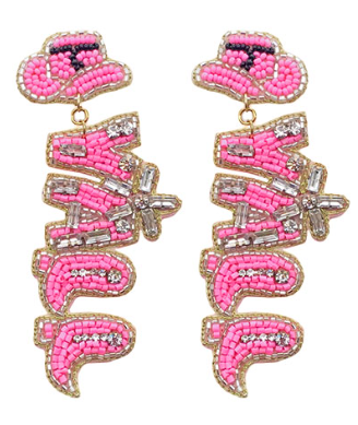 GS - Pink "Yall" Beaded Earrings