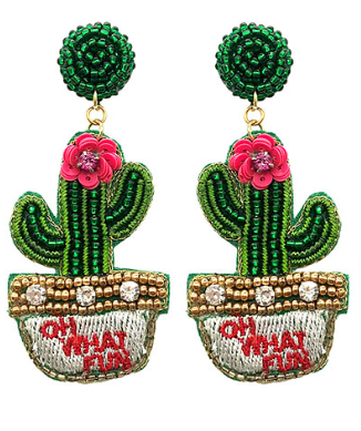 GS - Oh What Fun Cactus Beaded Earrings