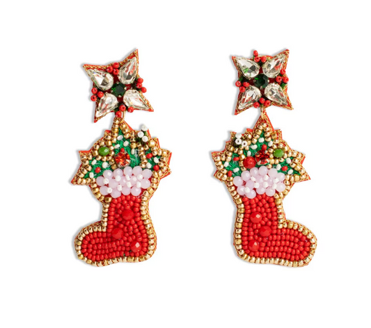TRS - Christmas Stocking Beaded Earrings