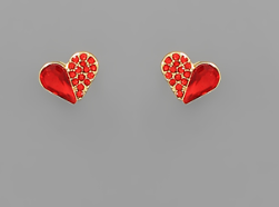 Red Heart Stud Earrings