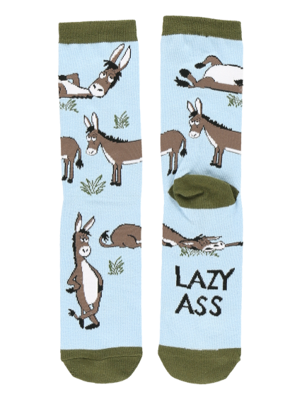 Lazy A** Donkey Blue Crew Sock
