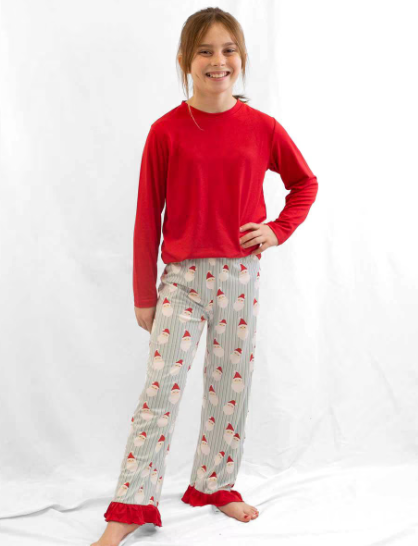 TRS - Girl's Jolly Santa Ruffle Sleep Pants