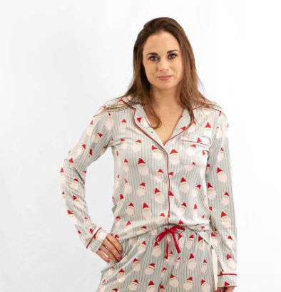 TRS - Women's Jolly Santa Button Up Sleep Shirt