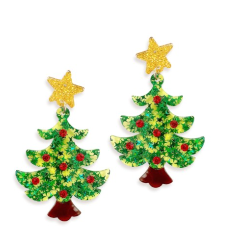 V&L - Glitter Christmas Tree Acrylic Earrings