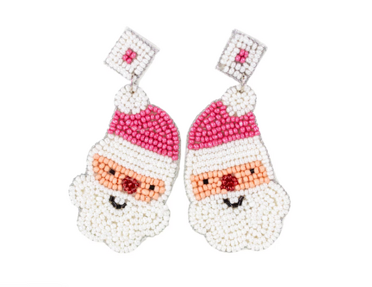 TRS - Pink Santa Beaded Earrings