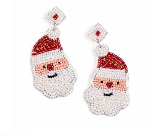 TRS - Red Santa Beaded Earrings