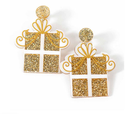TRS - Sparkle Present Acrylic Earrings Gold/White