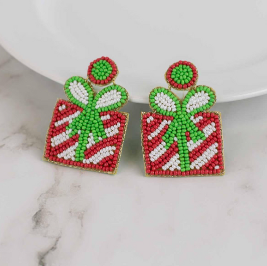 TRS - Christmas Present Beaded Earrings