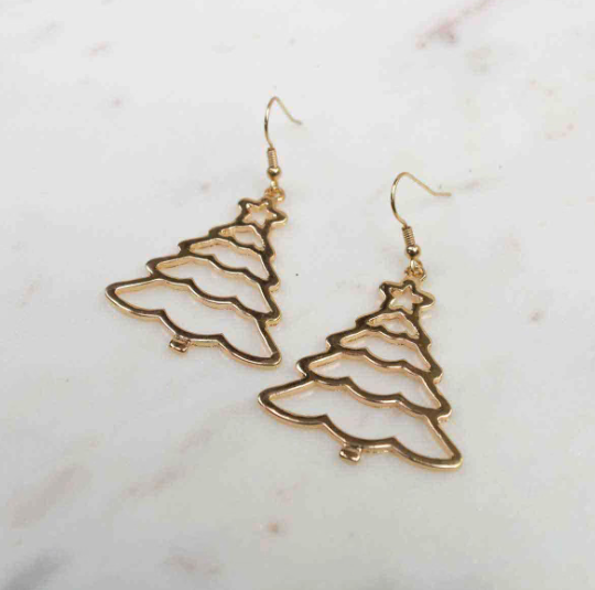 TRS - Gold Christmas Tree Earrings
