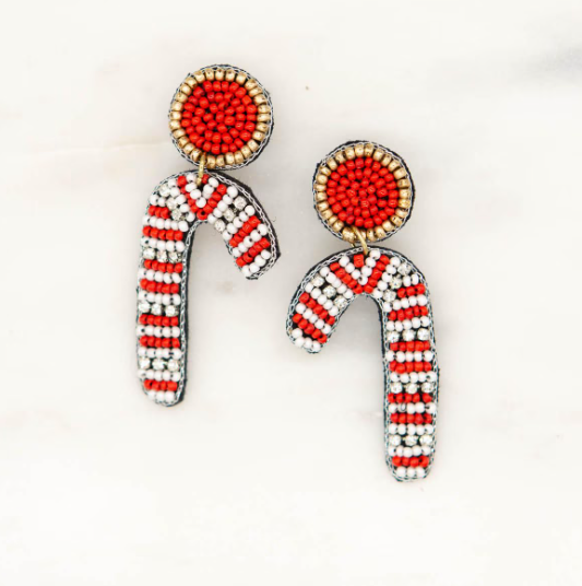 TRS - Candy Cane Beaded Earrings