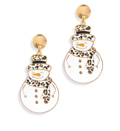 V&L - Cheetah Print Snowman Earrings