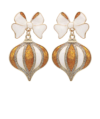 GS - Orange and White Ornament Earrings