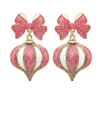 GS - Pink and White Ornament Earrings