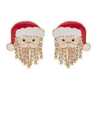 GS - Santa with Crystal Beard Earrings
