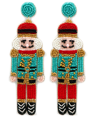 GS - Red and Blue Nutcracker Beaded Earrings