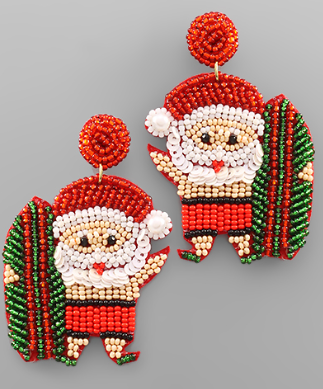 GS - Surfing Santa Beaded Earrings