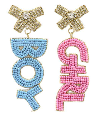 "Boy" "Girl" Beaded Earrings