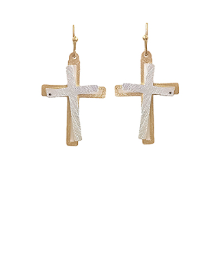 GS - Gold and Silver Cross Earrings