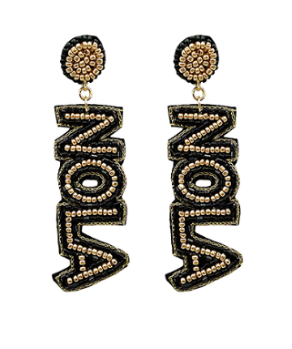 GS - "NOLA" Black and Gold Beaded Earrings