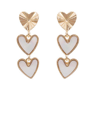GS - White and Gold Heart Earrings