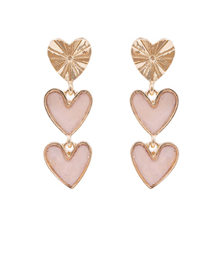 GS - Pink and Gold Heart Earrings