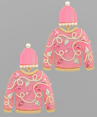 GS - Pink Sweater with Lights Acrylic Earrings