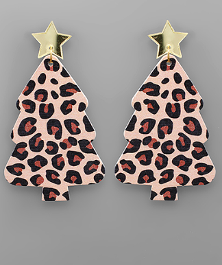 GS - Cheetah Christmas Tree Earrings