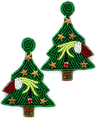 V&L - Grinch Christmas Tree Beaded Earrings